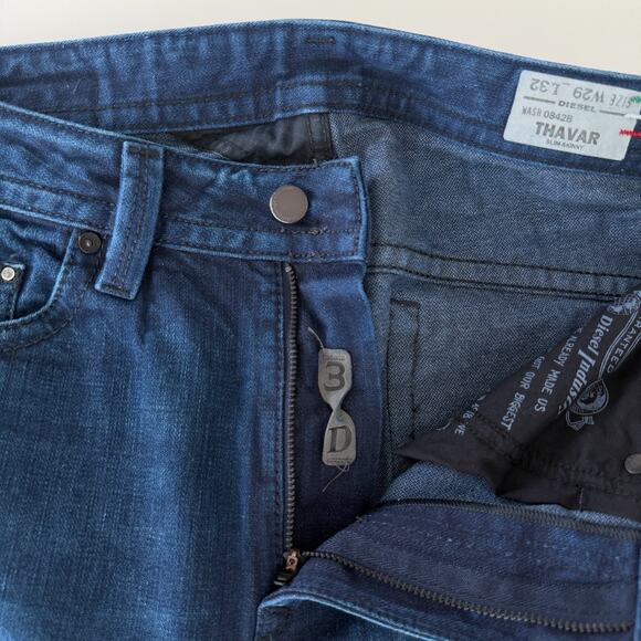 Diesel Jeans Mens 29 Blue Thavar Slim Skinny 3D Denim Made in Italy 26'' Inseam - Picture 14 of 15